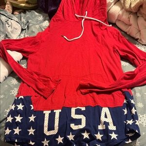 Red USA Hoodie with Stars